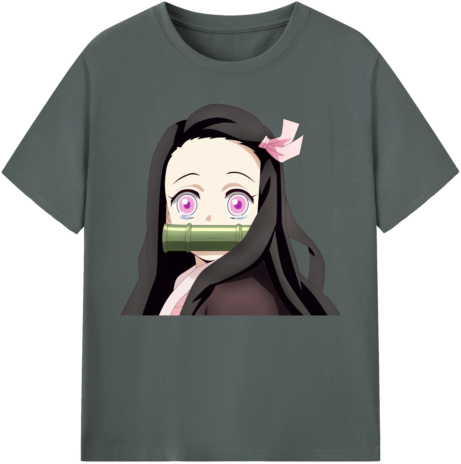 （画像用） 鬼滅の刃（きめつのやいば）竈門 禰󠄀豆子／かまど ねずこ Kamado Nezuko 綿100％ メンズ半袖Tシャツ｜肌触りやわらか＆通気性
